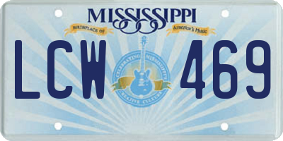 MS license plate LCW469