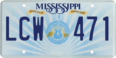 MS license plate LCW471