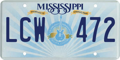 MS license plate LCW472