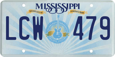 MS license plate LCW479
