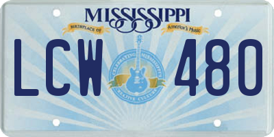 MS license plate LCW480