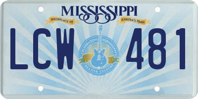 MS license plate LCW481