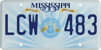 MS license plate LCW483