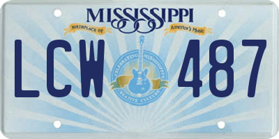 MS license plate LCW487