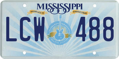 MS license plate LCW488