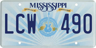 MS license plate LCW490