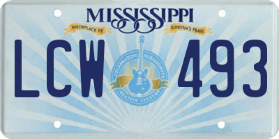 MS license plate LCW493
