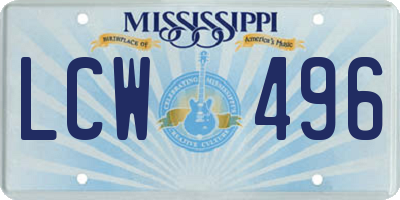 MS license plate LCW496