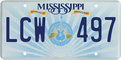 MS license plate LCW497