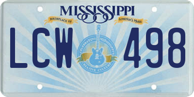 MS license plate LCW498