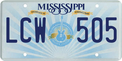 MS license plate LCW505
