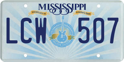MS license plate LCW507