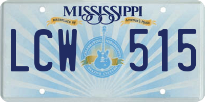 MS license plate LCW515