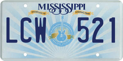 MS license plate LCW521