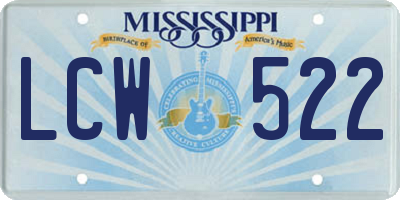 MS license plate LCW522