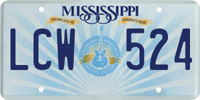 MS license plate LCW524