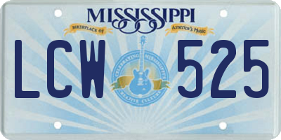 MS license plate LCW525
