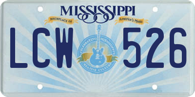 MS license plate LCW526