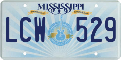 MS license plate LCW529