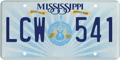 MS license plate LCW541