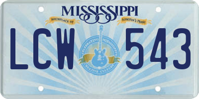 MS license plate LCW543
