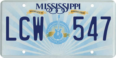 MS license plate LCW547