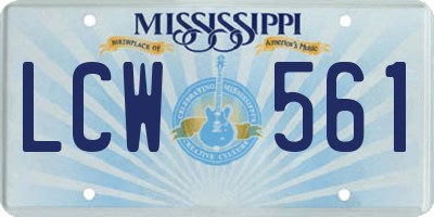 MS license plate LCW561