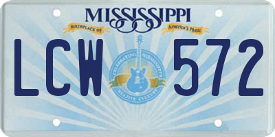 MS license plate LCW572