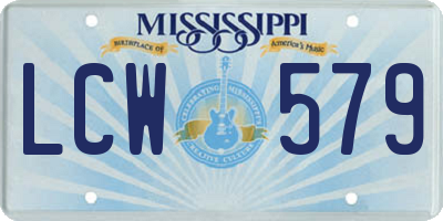 MS license plate LCW579