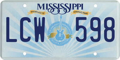 MS license plate LCW598