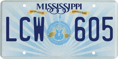 MS license plate LCW605
