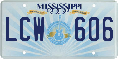 MS license plate LCW606