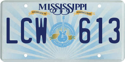 MS license plate LCW613