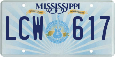 MS license plate LCW617