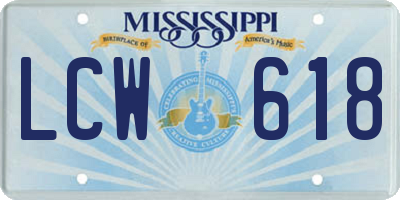 MS license plate LCW618