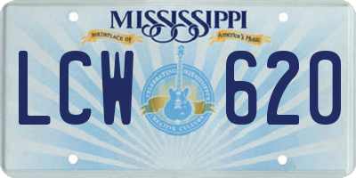 MS license plate LCW620