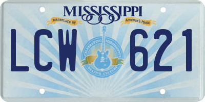 MS license plate LCW621
