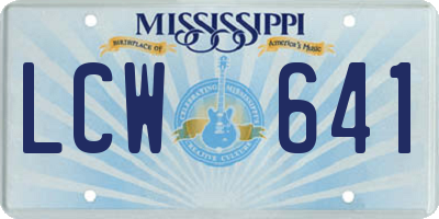MS license plate LCW641