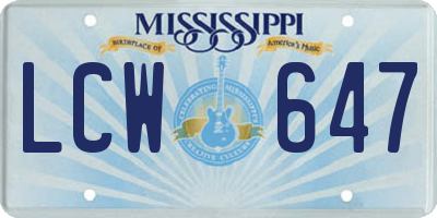 MS license plate LCW647