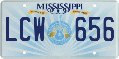 MS license plate LCW656