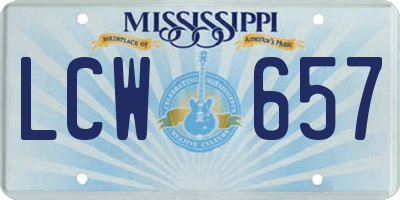 MS license plate LCW657