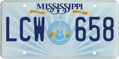 MS license plate LCW658