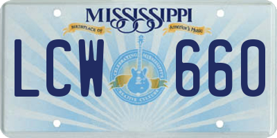 MS license plate LCW660