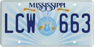 MS license plate LCW663