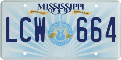 MS license plate LCW664