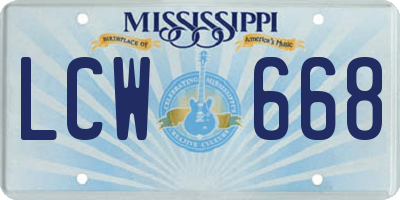 MS license plate LCW668