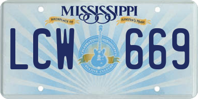 MS license plate LCW669