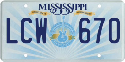 MS license plate LCW670