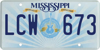 MS license plate LCW673