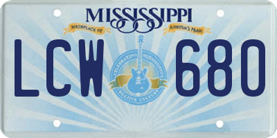 MS license plate LCW680